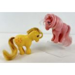 2 vintage 1982 1st generation My Little Pony toys. Butterscotch together with Cotton Candy. Both