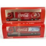 2 boxed diecast collectable Christmas Coca Cola Trucks by Oxford. Scania T Cab Polar Bear Truck