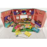 A 1990's MEG Toys Pocketville Dream House with a large quantity of play pieces & accessories. To