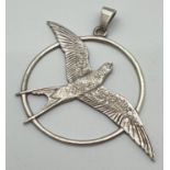 A large vintage Scottish silver swallow pendant. Hallmarked Edinburgh 1973 to reverse with makers