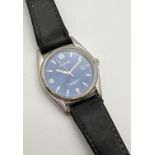 A men's vintage wrist watch by Avia - 100002, with black leather strap. Stainless steel case with