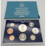 A 1982 Royal Mint Falkland Islands Liberation Proof coin set. To include special Liberation 50p