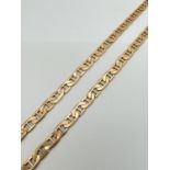 A 22" 9ct gold Mariner link chain necklace with lobster claw clasp. Gold marks to both fixings and