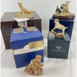 4 small resin collectable figures with boxes, 2 a/f. Comprising: Border Fine Arts Fox with cubs (