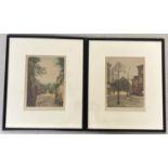A pair of early 20th century Henri Tourneur coloured etchings of Paris street scenes. Signed in