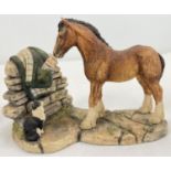 Border Fine Arts "Curiosity" (JH81) figure of a shire foal and cat. Modelled by Anne Wall, issued in