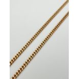 A 9ct gold 20" curb chain with lobster claw clasp. Approx. 3mm width and weighs approx. 11.4g.