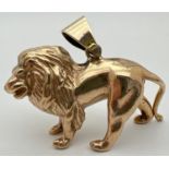 A 9ct gold pendant modelled as a lion, with hanging bale. Fully hallmarked to reverse. Approx. 2.5cm