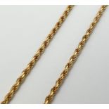 A 9ct gold Balestra 18" twisted rope design chain with spring ring clasp. Fully hallmarked and