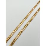 A 17" 9ct yellow gold figaro chain necklace with lobster claw clasp. Chain width 4mm, total weight