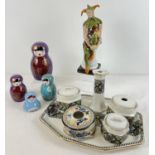 A collection of assorted antique & vintage ceramics to include H & K Tunstall dressing table set,