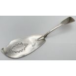 A Peter & William Bateman Georgian silver fish serving slice with pierced & engraved detail.