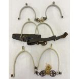 3 pairs of vintage boot spurs, to include horse riding spurs with leather straps. One pair marked "