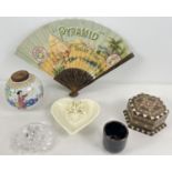A small collection of mixed ceramic, glass and oriental items. To include a Ginger jar, a crystal