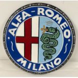 An Alfa-Romeo circular shaped painted cast iron wall plaque, with fixing holes. Approx. 23.5cm
