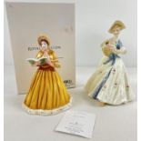 A Boxed Royal Doulton ceramic figurine together with an unboxed Royal Worcester figure. "On the