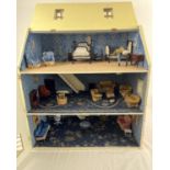 A large 3 storey fully furnished dolls house with a quantity of Westacre style dolls furniture. To