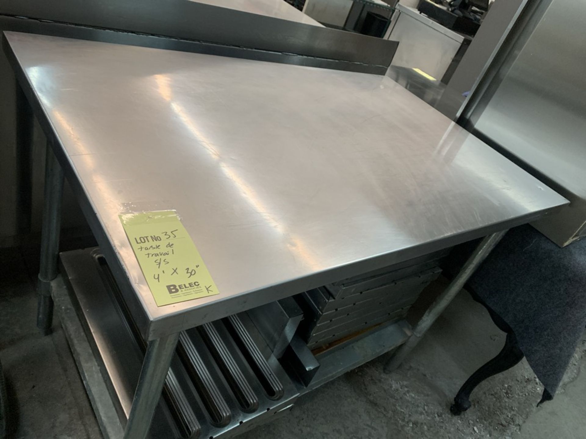 Table de travail acier inox 4' x 30"