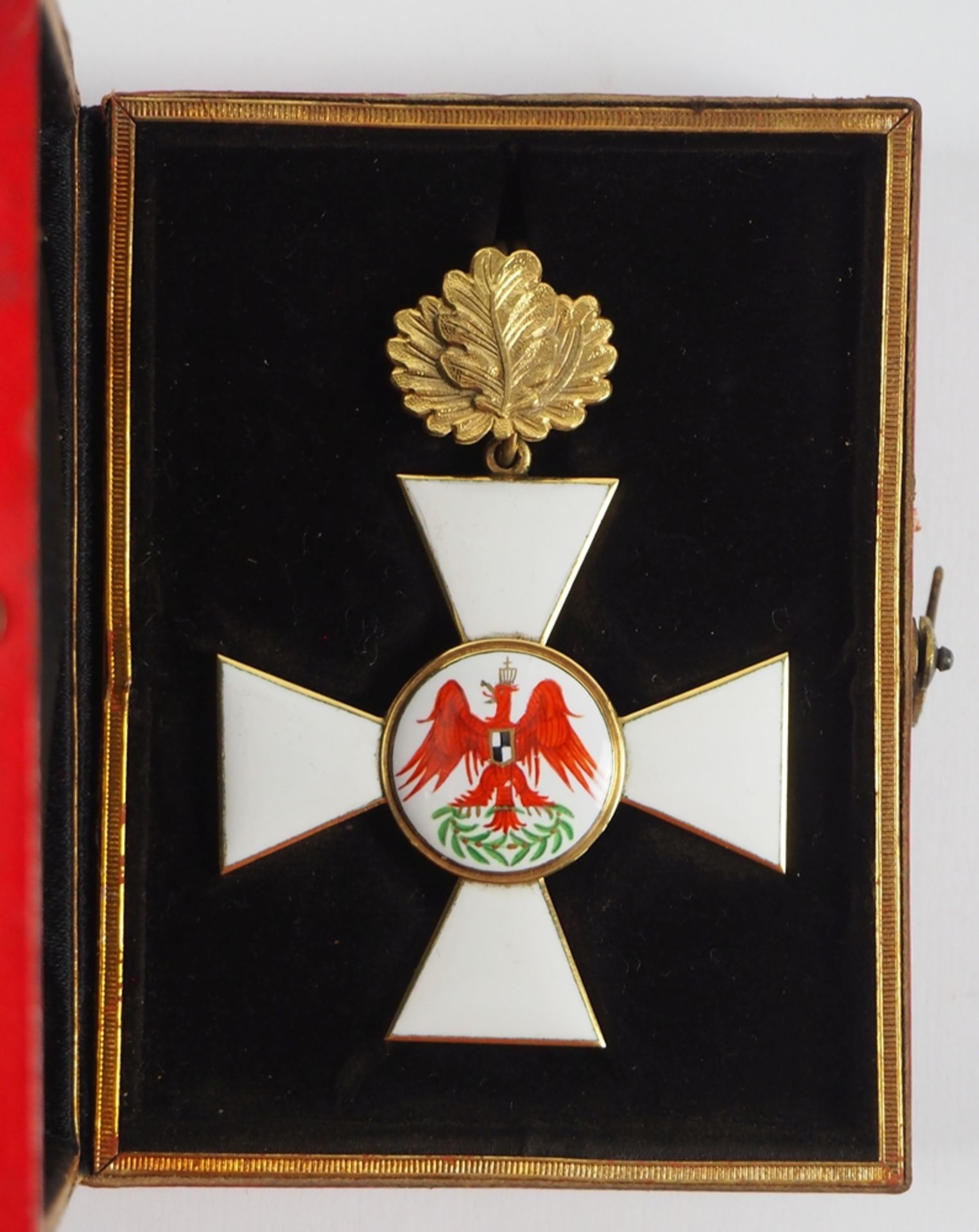 Preussen: Roter Adler Orden, 4. Modell (1885-1917), 2. Klasse mit Eichenlaub, im Etui.