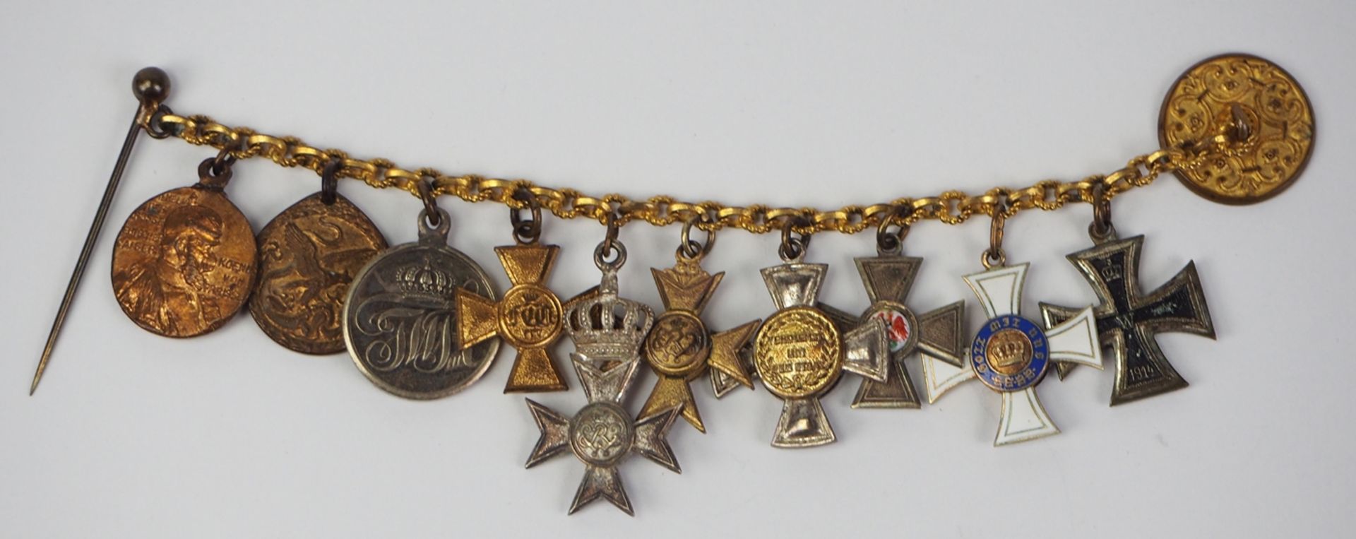 Preussen: Miniaturenkette eines Offiziers und Staatsbeamten mit 10 Auszeichnungen.