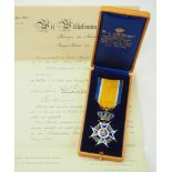Niederlande: Oranien-Nassau-Orden, Ritterkreuz 2. Klasse, im Etui, mit Urkunde für einen Vize-Konsu