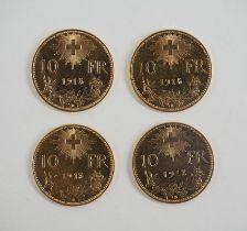 Schweiz: 10 Franc GOLD - 4 Exemplare.