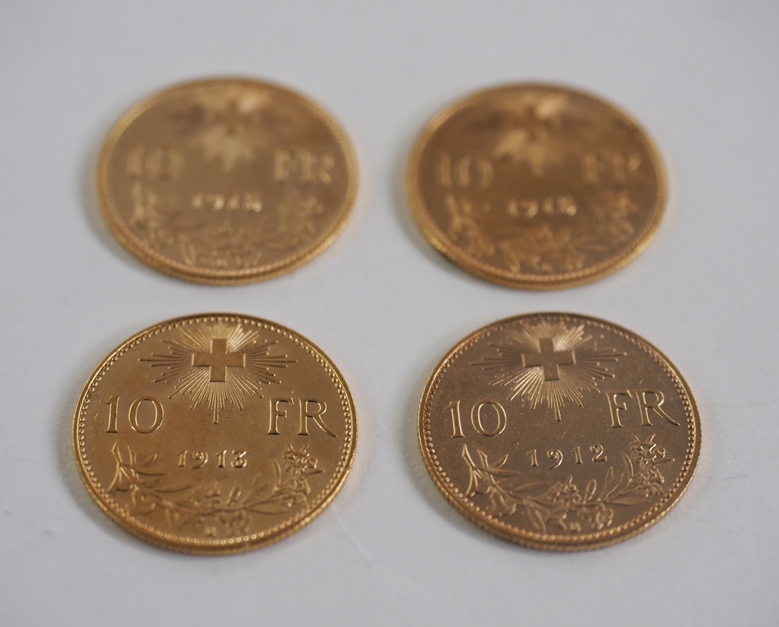 Schweiz: 10 Franc GOLD - 4 Exemplare. - Image 2 of 4