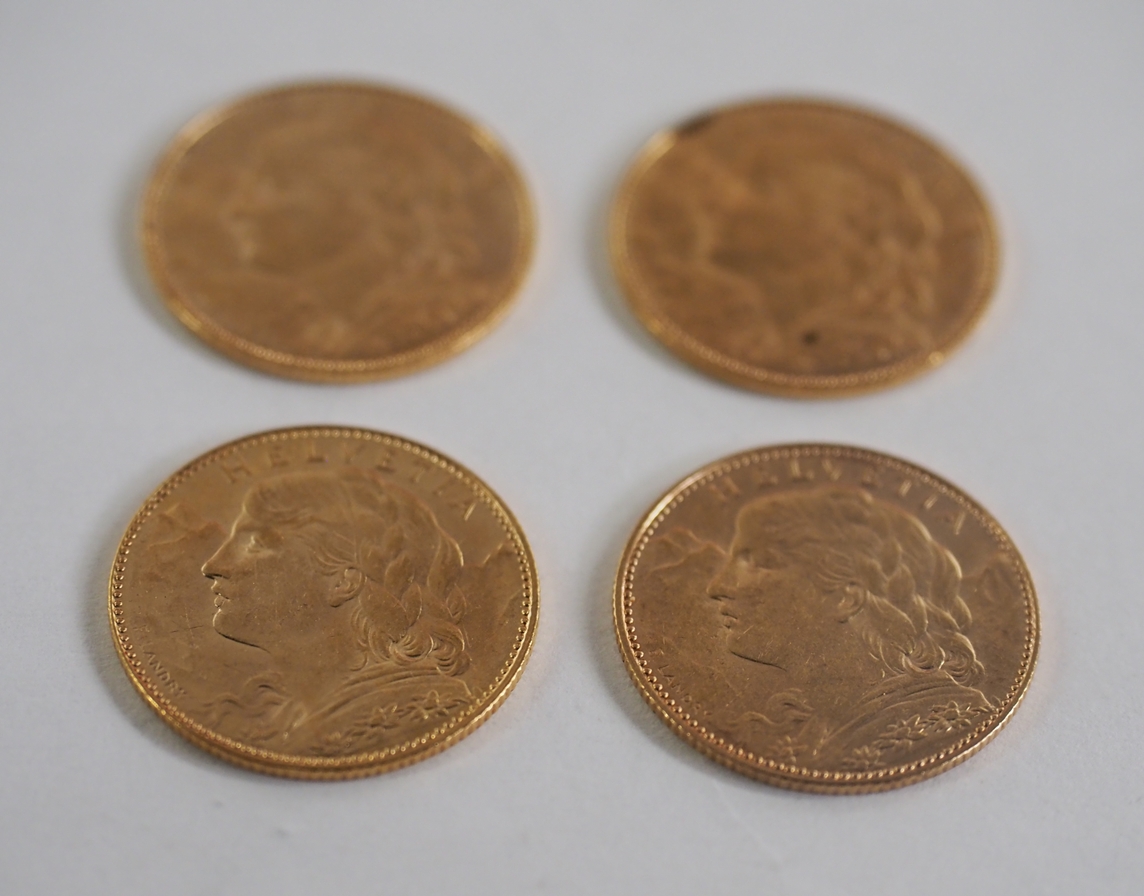 Schweiz: 10 Franc GOLD - 4 Exemplare. - Image 4 of 4