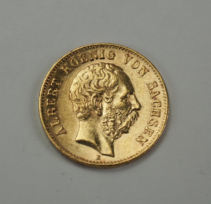 Sachsen: 20 Mark 1894 - GOLD.