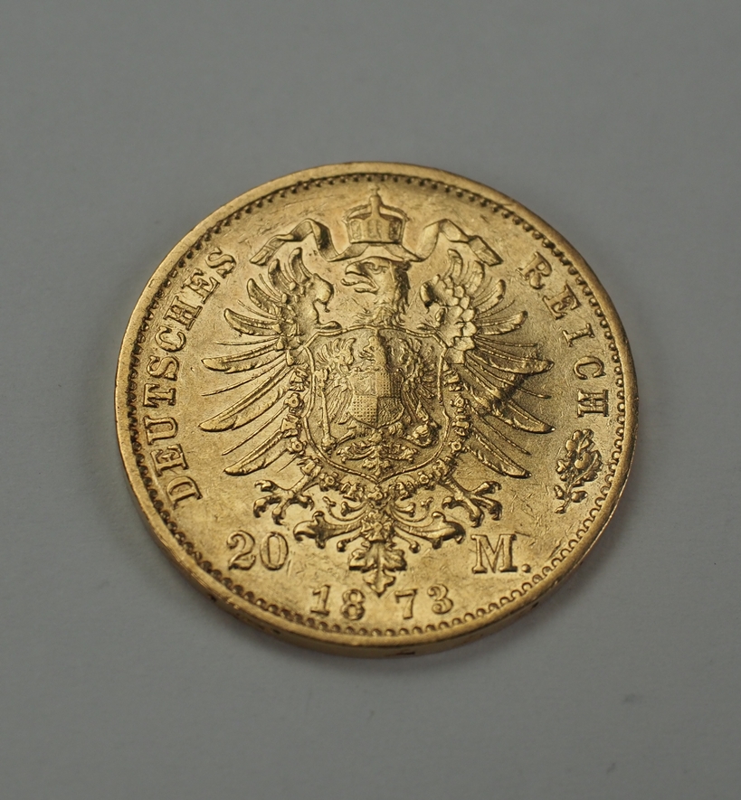 Sachsen: 20 Mark 1873 - GOLD. - Image 2 of 3