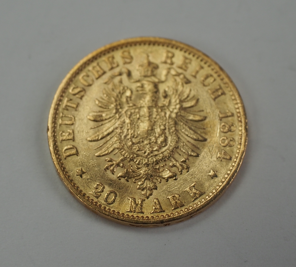 Hamburg: 20 Mark 1884 - GOLD. - Image 2 of 3