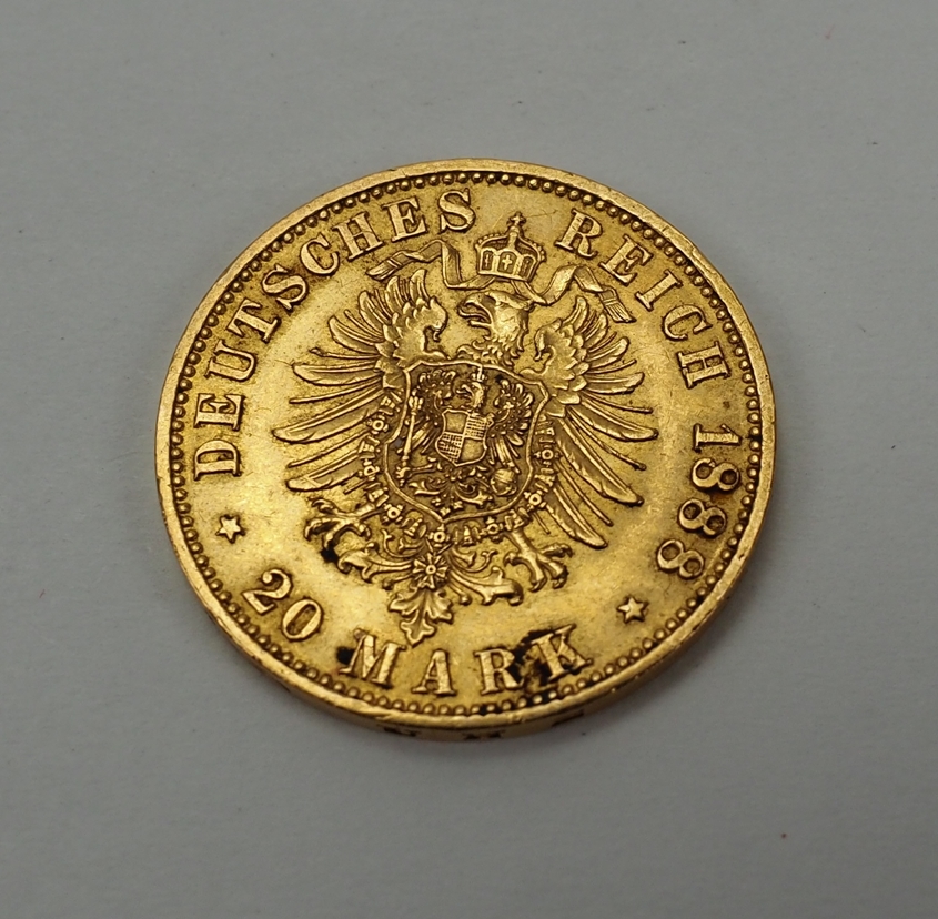 Preussen: 20 Mark 1888 - GOLD. - Image 2 of 2