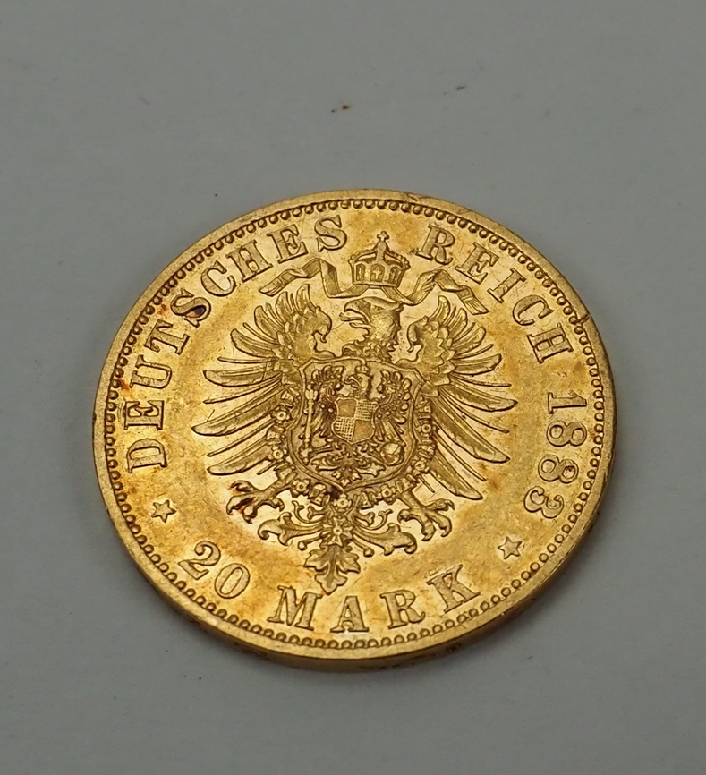 Preussen: 20 Mark 1883 - GOLD. - Image 2 of 2