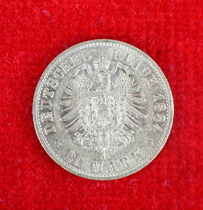 Preussen: 20 Mark 1884 - GOLD. - Image 2 of 2