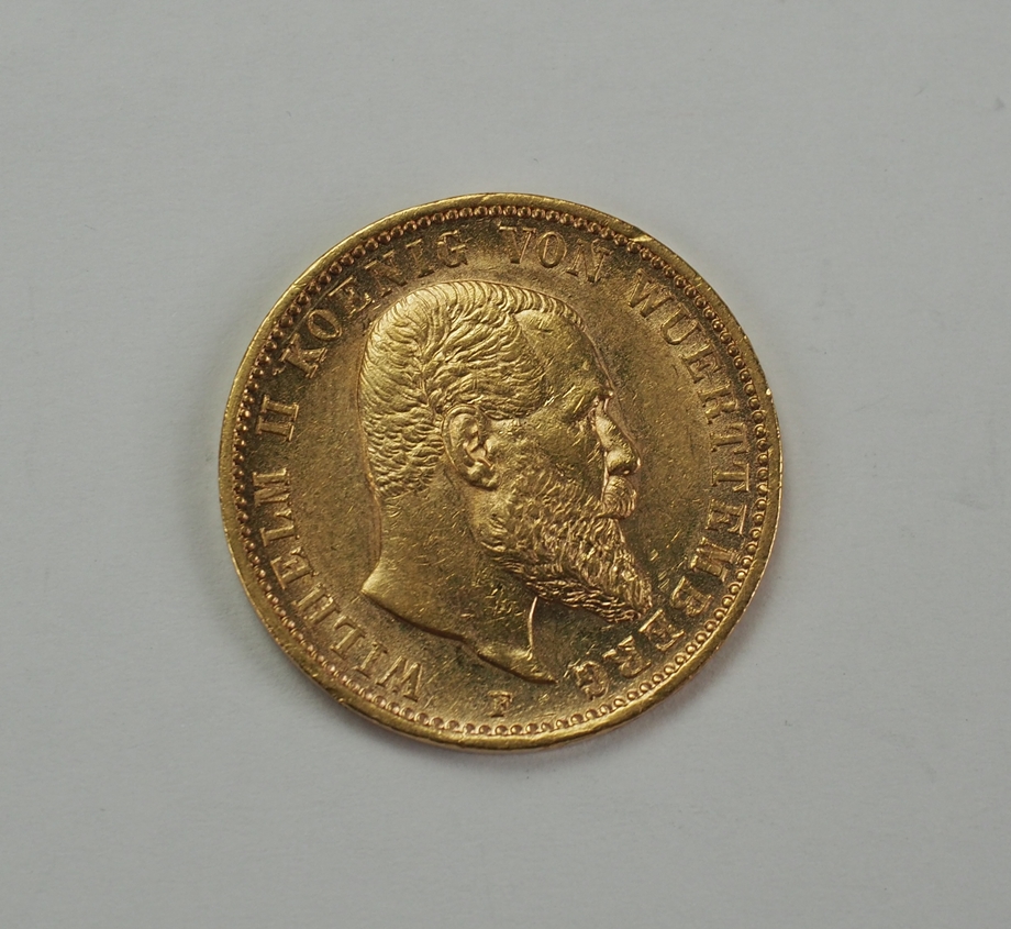 Württemberg: 20 Mark 1897 - GOLD.