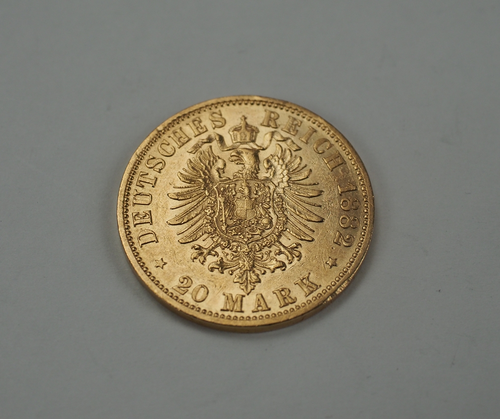 Preussen: 20 Mark 1882 - GOLD. - Image 2 of 2