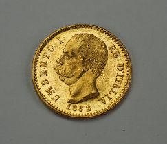 Italien: 20 Lire 1882 - GOLD.