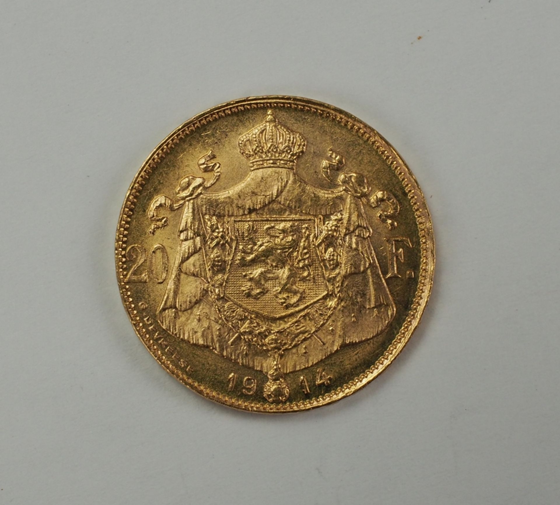 Belgien: 20 Francs 1914 - GOLD. - Image 2 of 3