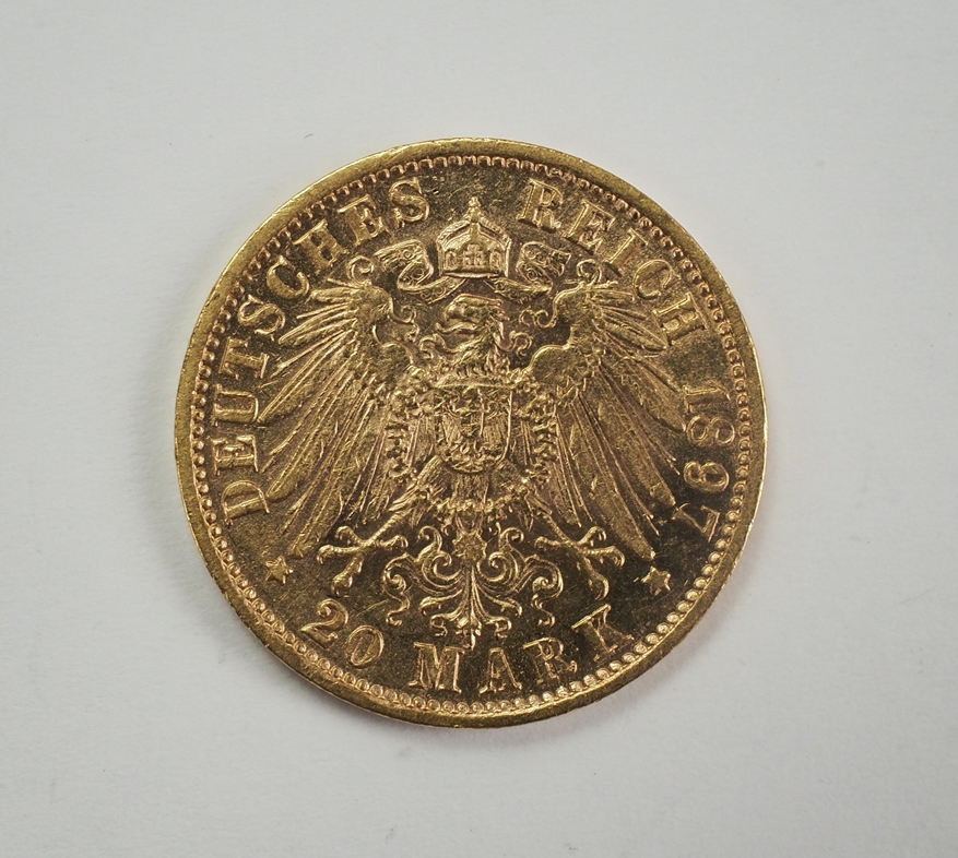 Württemberg: 20 Mark 1897 - GOLD. - Image 2 of 2