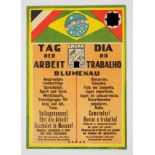 Wandanschlag - Tag der Arbeit 1935 / Dia do Trabalho 1935 in Blumenau, Brasilien.