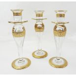 Cristalleries de Saint Louis: 3 Kerzenleuchter 'Thistle Gold'.