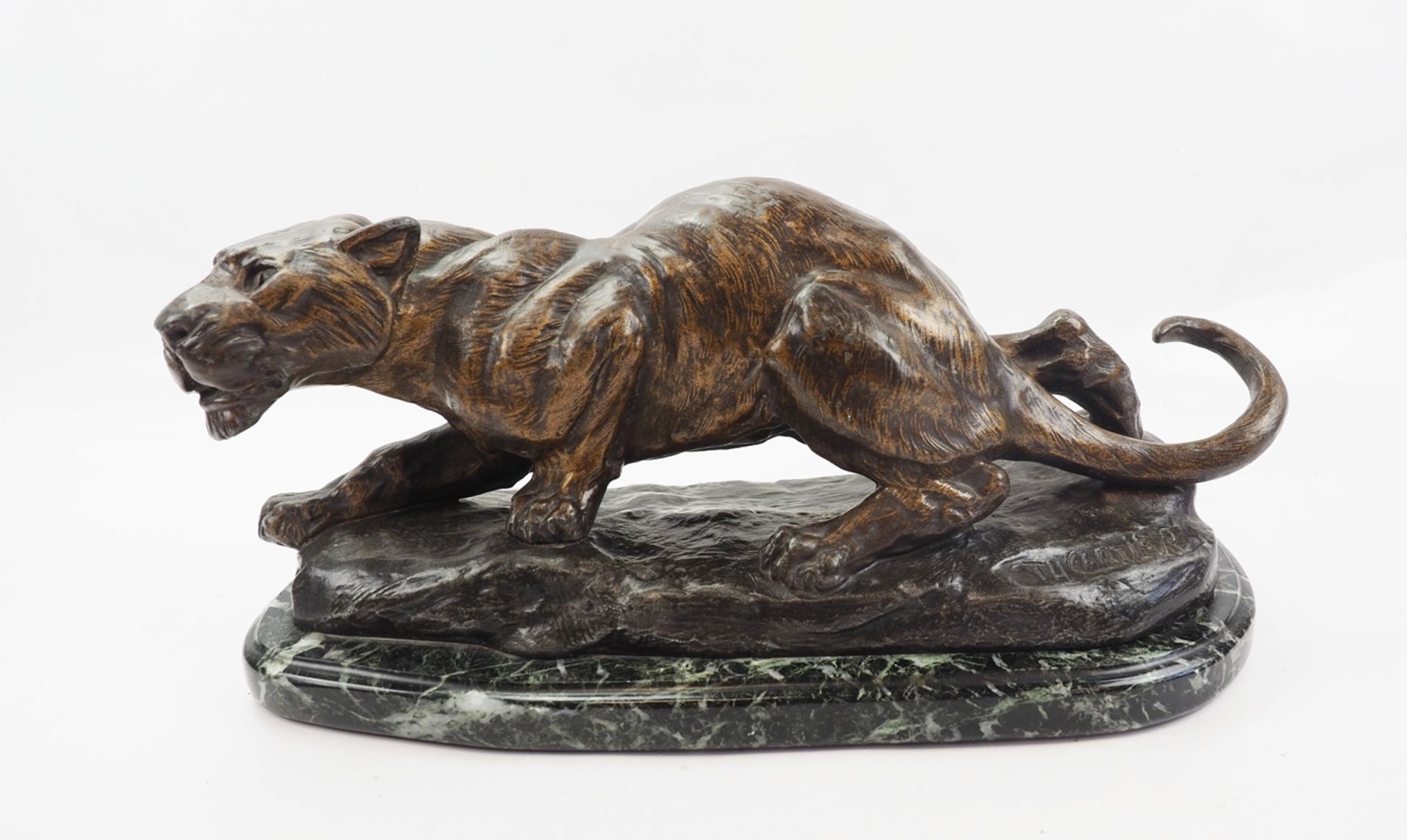 Cartier, Thomas François: Bronzeskulptur Schleichender Panther.