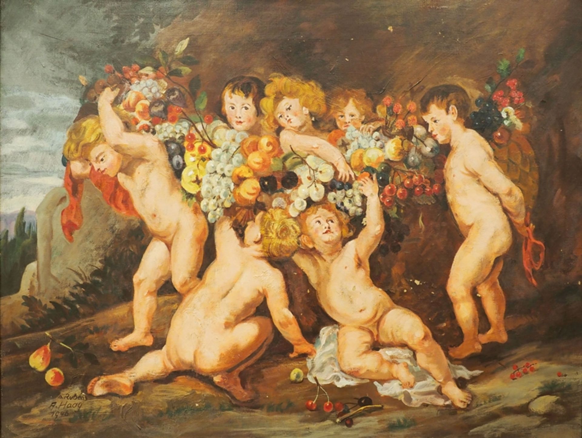Haag, Alfred: 'Der Früchtekranz', nach Rubens.