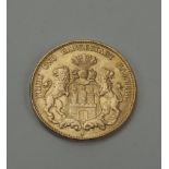 Hamburg: 20 Mark 1887 - GOLD.
