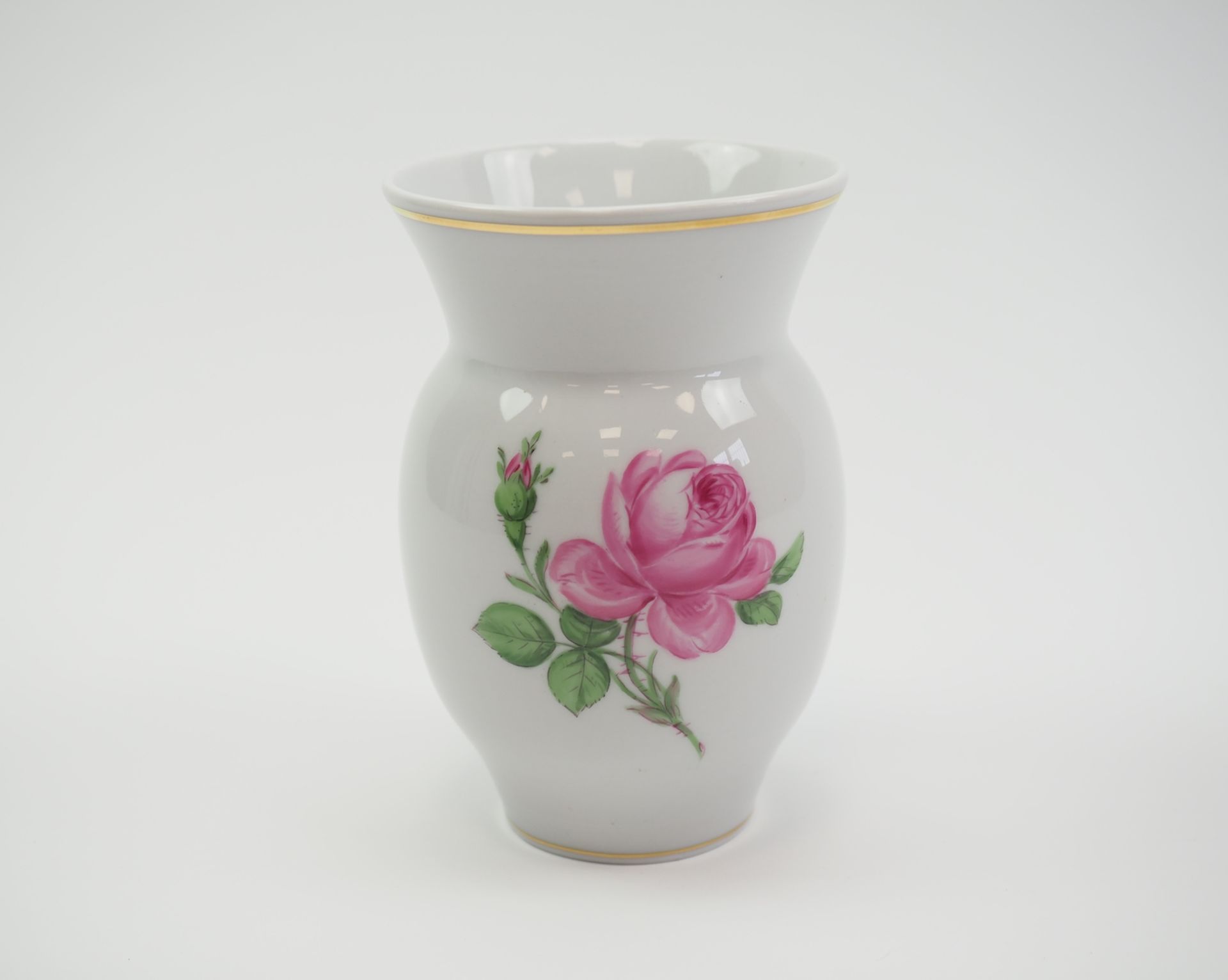 Meissen Porzellanvase 'Meissener Rote Rose', 1. Wahl.