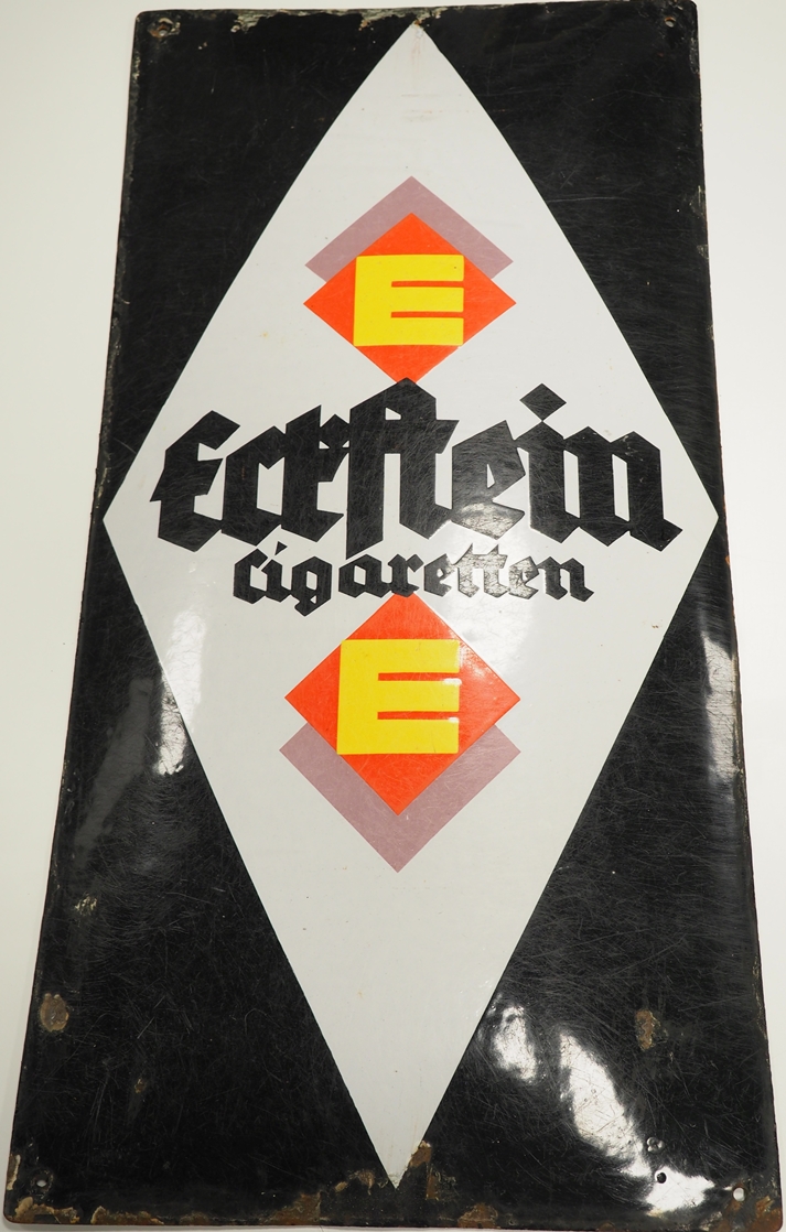 Emailschild 'Eckstein Cigaretten', um 1930.