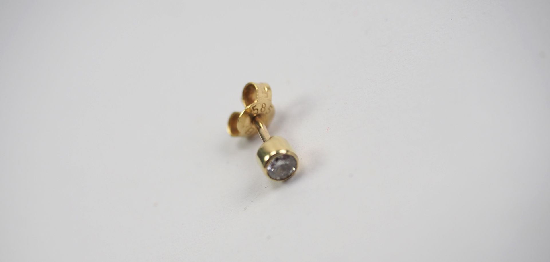 585er GOLD: Paar Ohrstecker mit Diamanten und Ring. - Image 5 of 5