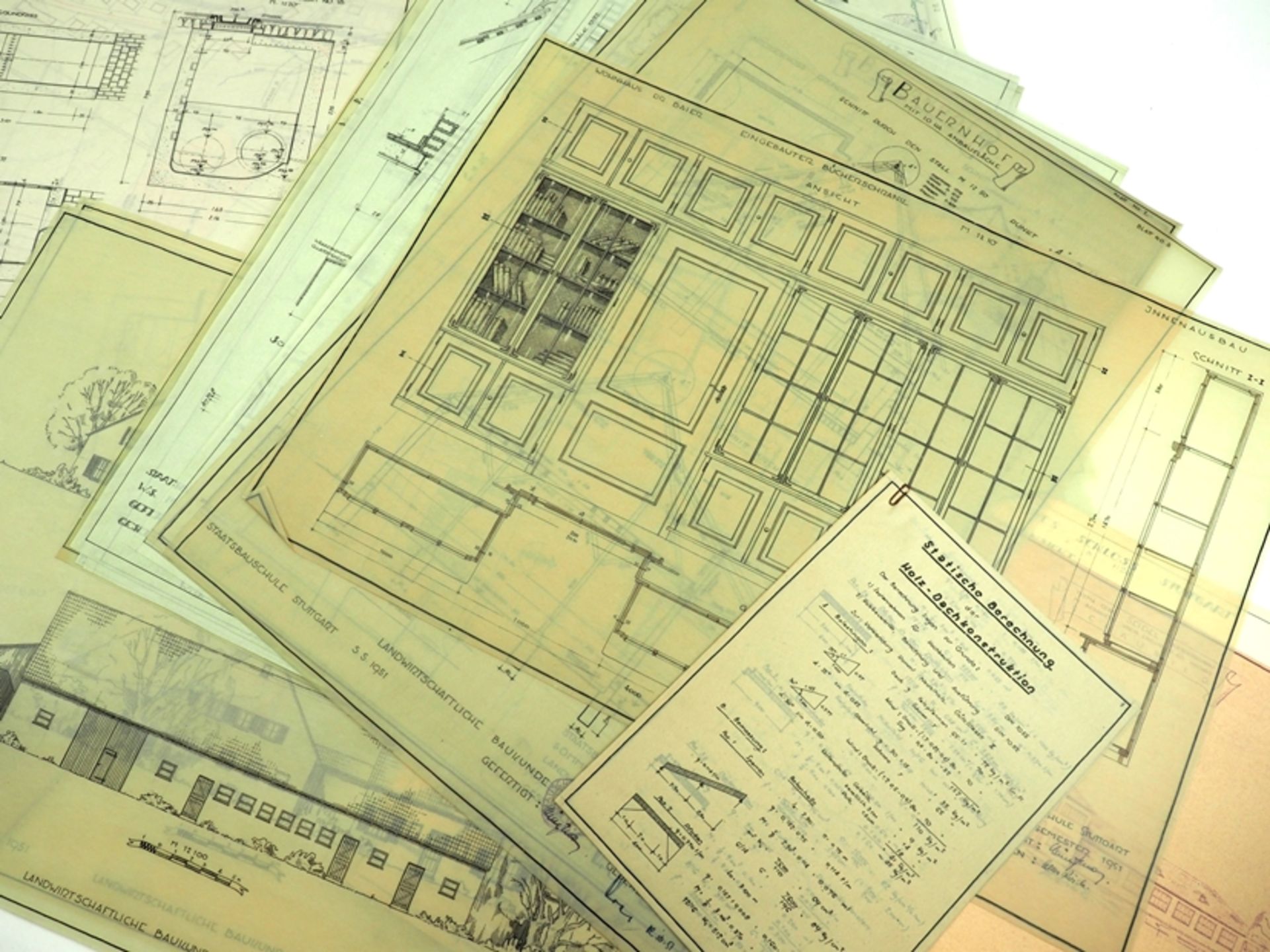 Staatsbauschule Stuttgart: Konvolut Bauzeichnungen.  - Bild 3 aus 6