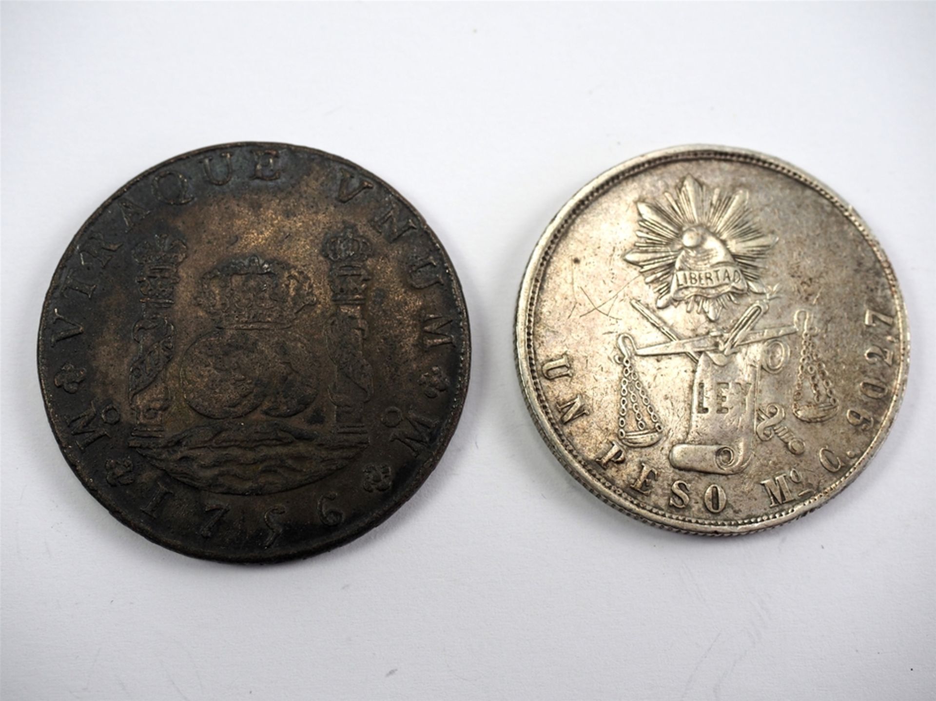 Mexiko: 1 Perso 1870 SILBER und 8 Reales (Ferdinand VI) 1756. 