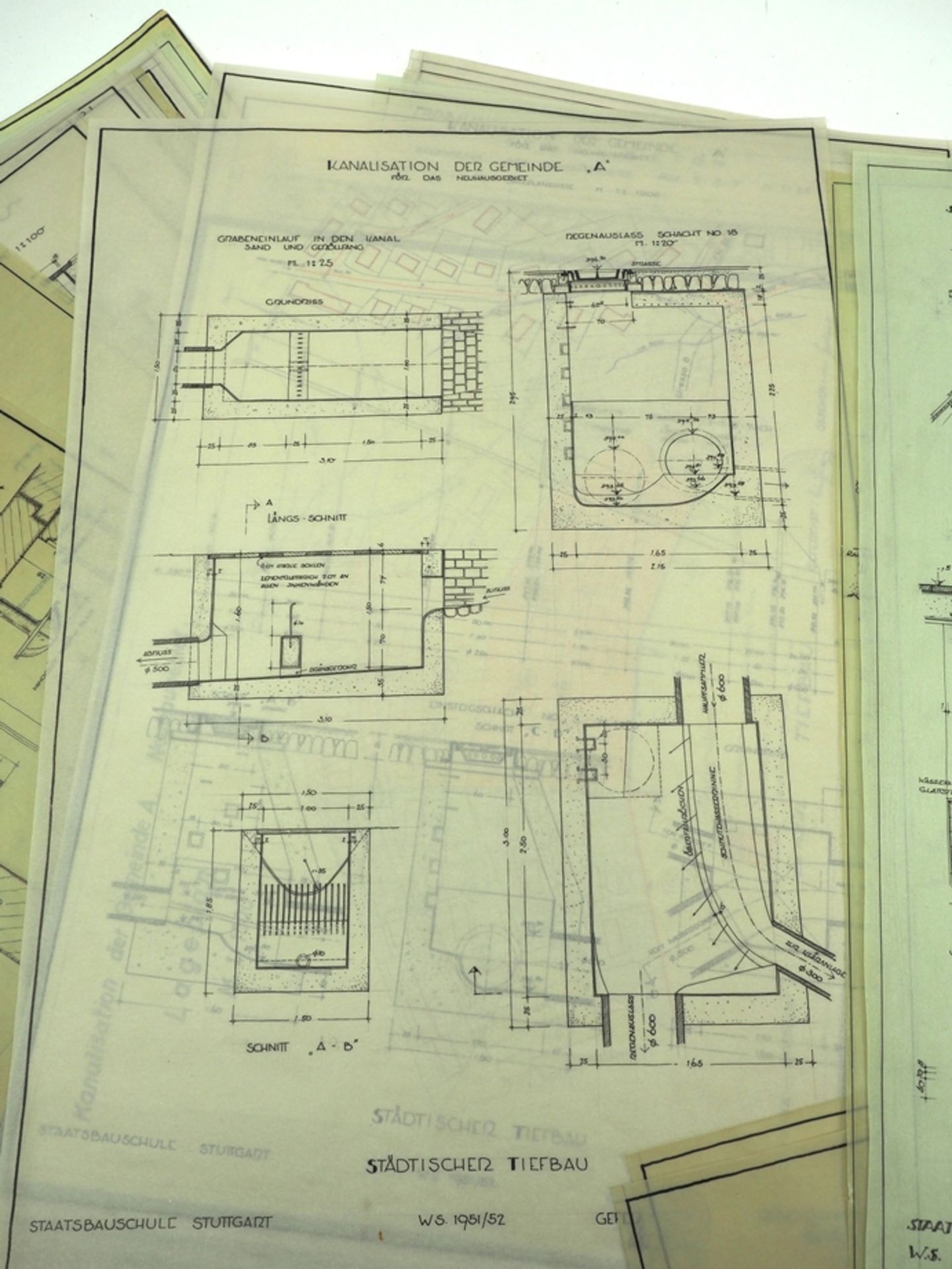 Staatsbauschule Stuttgart: Konvolut Bauzeichnungen.  - Bild 4 aus 6